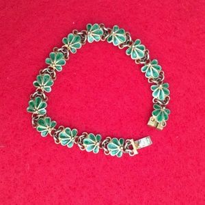 European gilded 800 Silver Plique-à-Jour Bracelet